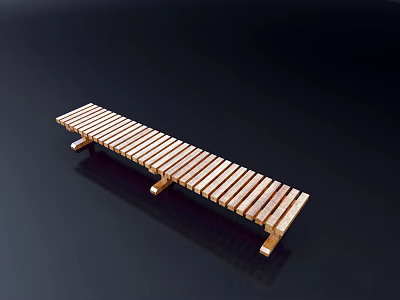 Outdoor Bench With Wooden Slats And Metal Frame For Durable Garden Patio Use 3d model
