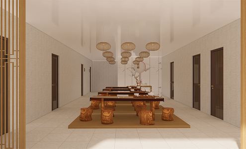 New Chinese Teahouse Hotel Tea Room 3d model