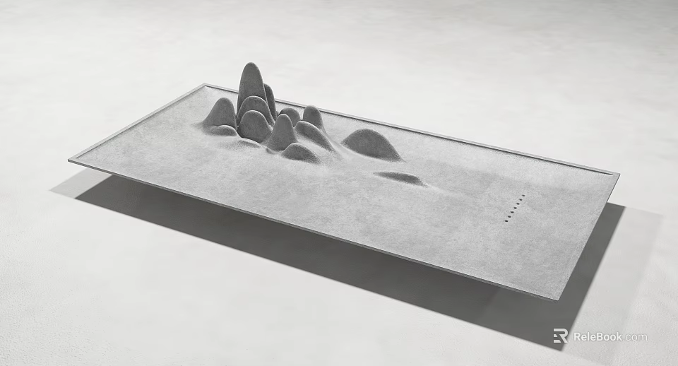 Elegant Stone Tea Serving Tray With Mountain Shaped Design And Smooth Surface 3d model