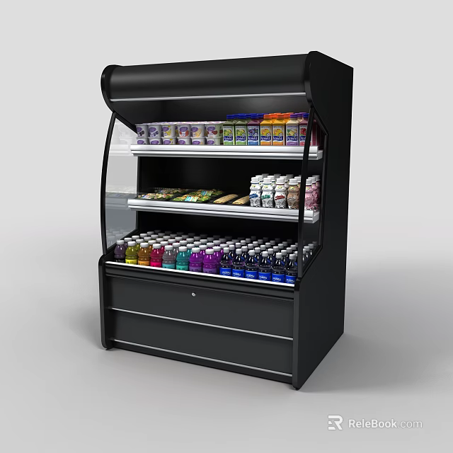 Black Retail Display Shelf With Glass Door And Multiple Shelves For Bottled Products 3d model 