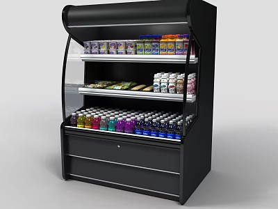 Black Retail Display Shelf With Glass Door And Multiple Shelves For Bottled Products 3d model