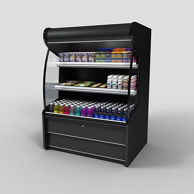 Black Retail Display Shelf With Glass Door And Multiple Shelves For Bottled Products 3d model