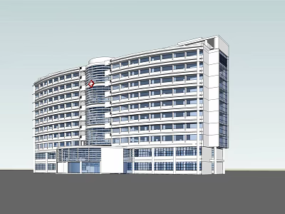 Modern Multi Storey Building Exterior With Curved Design And Glass Windows 3d model