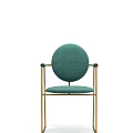 Modern Green Dining Chair With Gold Metal Frame And Velvet Upholstered Round Backrest
