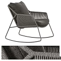 Modern Rocking Lounge Chair With Woven Rattan Metal Frame And Soft Cushion Design
