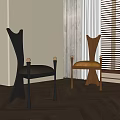 Unique Design Dining Chairs With Black Brown Frames And White Velvet Cushions On Wooden Floor