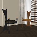 Middle French Dining Chair 3d model