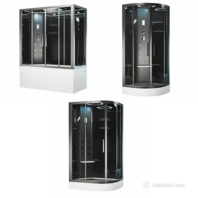 Modern Shower Sauna Design With Glass Enclosure Control Panel And Base Structure 3d model