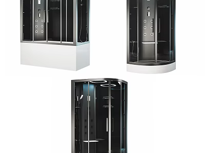 Modern Shower Sauna Design With Glass Enclosure Control Panel And Base Structure 3d model