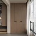 Modern Wooden Balcony Cabinet Design With Sleek Doors And Natural Finish