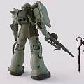 Detailed Green Articulated Robot Action Figure With Rifle Axe And Accessories