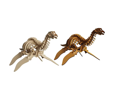 Two Colored Dinosaur Skeleton Wooden Puzzle Models For Kids And Collectors 3d model