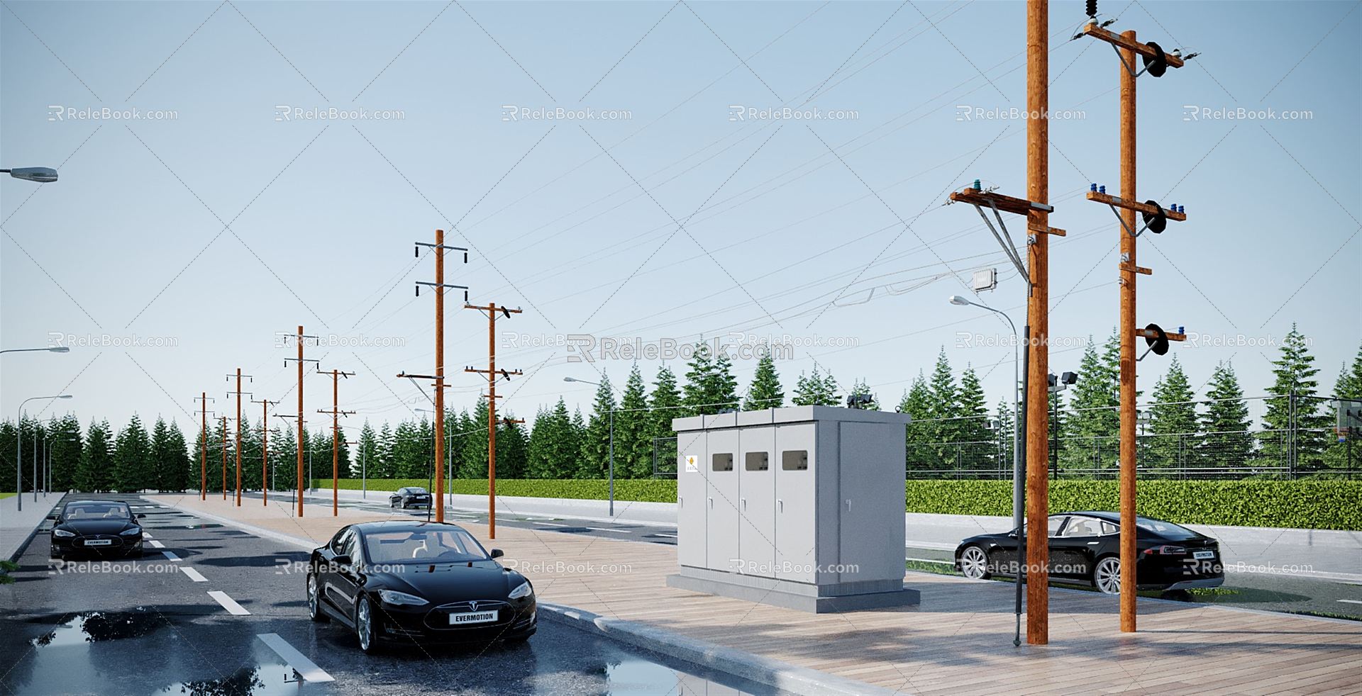 modern electric pole electric pole electric tower 3d model