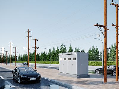 modern electric pole electric pole electric tower 3d model