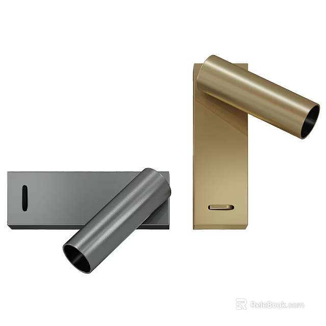 Modern Minimalist Wall Lamps Featuring Gray And Gold Sleek Metal Structure And Mounting Plate 3d model 