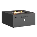Modern Square Black Fireplace with Burning Flames and Sleek Metal Exterior Design