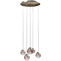 Modern Glass Sphere Chandelier With Multiple Rose Gold Hanging Balls And Metal Suspension Wires