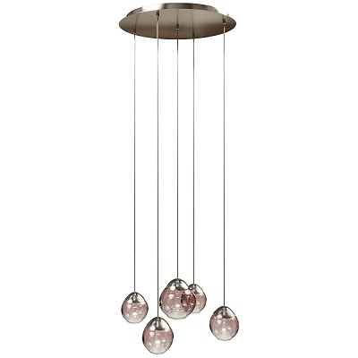 Modern Glass Sphere Chandelier With Multiple Rose Gold Hanging Balls And Metal Suspension Wires 3d model