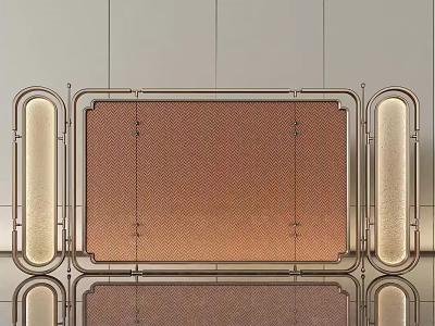 Modern Screen With Metal Frame Brown Woven Panel And Illuminated Side Design 3d model