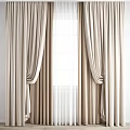 Beige Curtains With White Sheer Layers For Light Filtering Home Decor