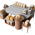 Shelf Storage Rack Display Rack Display Rack Stool Dining Table Goods Retail Ornaments Tablecloth Bits 3d model