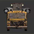 Rusty Yellow Modified Vehicle With Mounted Weapon And Protective Rails On Top 3d model