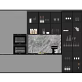 Modern Kitchen Wine Cabinet Design With Glass Doors And Wine Bottles