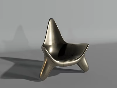 Modern Accent Chair with Unique Sculptural Design Sleek Metal Frame Three Legs 3d model