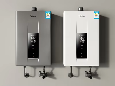 Midea Gas Water Heaters In Silver And White 3d model