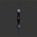 Futuristic Blue Sci Fi Weapon Featuring Double Pronged Spikes And Metal Parts