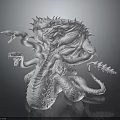 3D Rendered Mythical Creature With Multiple Tentacles Spikes And Eyes In Fantasy Art Design