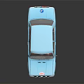Blue Vintage LADA Race Car Model With Round Headlights And Number 18 Decal And Sponsor Stickers