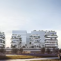 Modern Industrial Factory Building Featuring Multi Storey Structure Vertical Greenery And Glass Exteriors