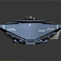 Futuristic Blue Star Shaped Spaceship Model With Robic Label And Detailed Design