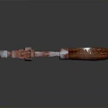 Vintage Adjustable Wrench With Wooden Handle Red And Silver Worn Texture