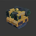 Stark Yellow Blue Tracked Combat Weapon With Multiple Barrels And Mechanical Cannon 3d model