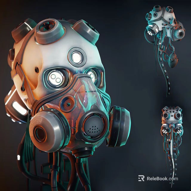 Firefighting Equipment Modern Gas Mask With Advanced Filters And Safety Features For Firefighters 3d model 