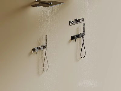 Poliform Shower Head System With Wall Mounted Handheld And Overhead Sprayers 3d model