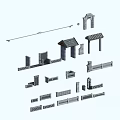 Building Exterior Wall Components Including Decorative And Structural Design Elements 3d model