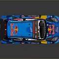 Ford Blue Racing Car With Red Bull Logo And Sporty Livery Design