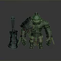 Orc Warrior Creature With Green Skin Horns Spiked Armor And Large Battle Hammer