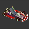 Red And White Go Kart With Open Structure Seat Engine And Wheels 3d model