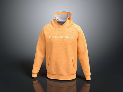 Orange Hoodie With White On The Move Text And Long Sleeves Hooded Design 3d model
