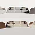 Modern Sofa Set With Beige Brown And Light Gray Sections And Decorative Cushions 3d model