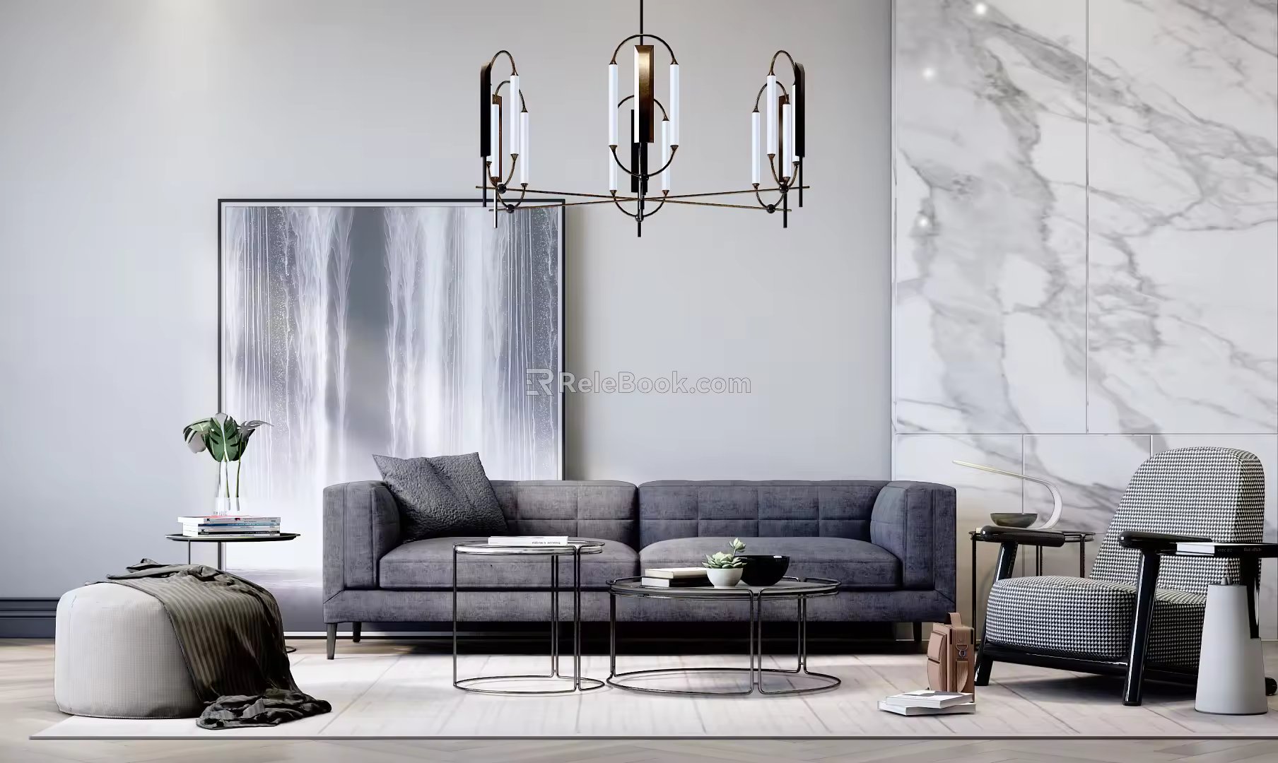 Modern sofa coffee table combination 3d model