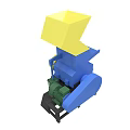 Industrial Crushing Machine With Yellow Hopper Blue Body Green Motor And Black Base