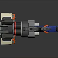 Futuristic Sci Fi Weapon 3D Model With Mechanical Structure Blue Orange Gray Accents Advanced Components 3d model
