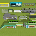 3D Model of Modern Station with Various Facilities and Architectural Structures 3d model