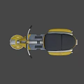 Futuristic Yellow Hover Motorcycle With Glowing Disk Black Seat And Storage Compartment