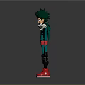 Game And Movie Character 3D Model With Green Hair Teal Outfit Red Shoes Arms Outstretched